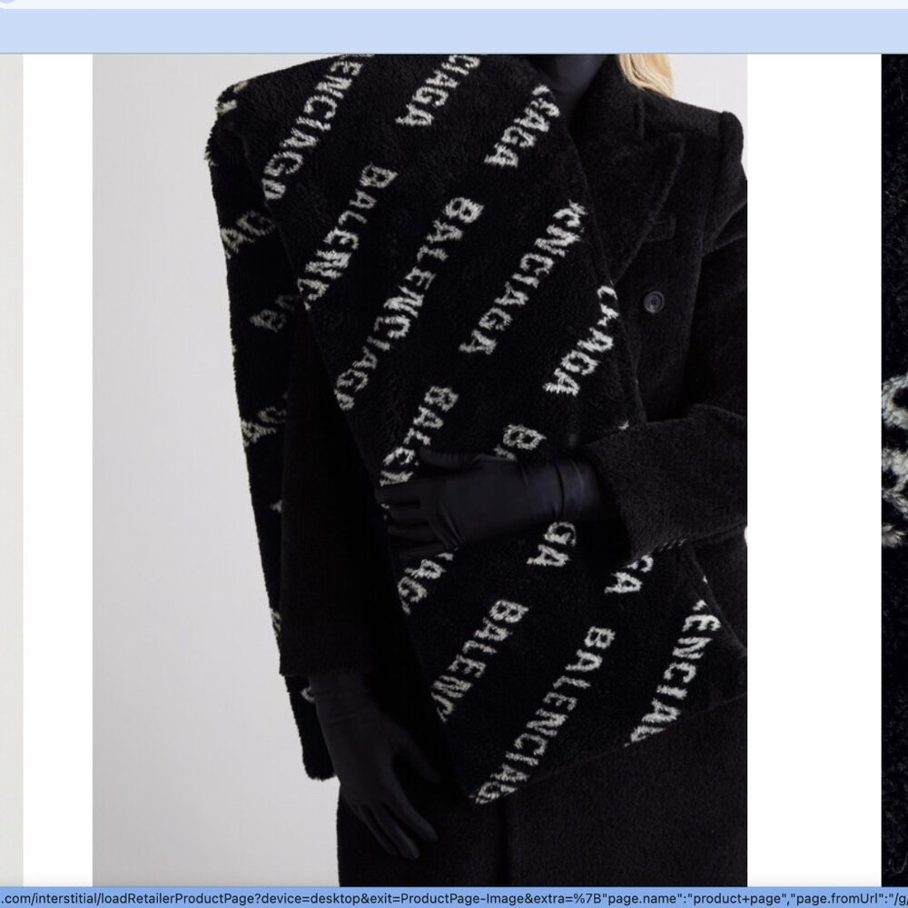 Balenciaga Padded Printed Faux Fur Scarf - Black